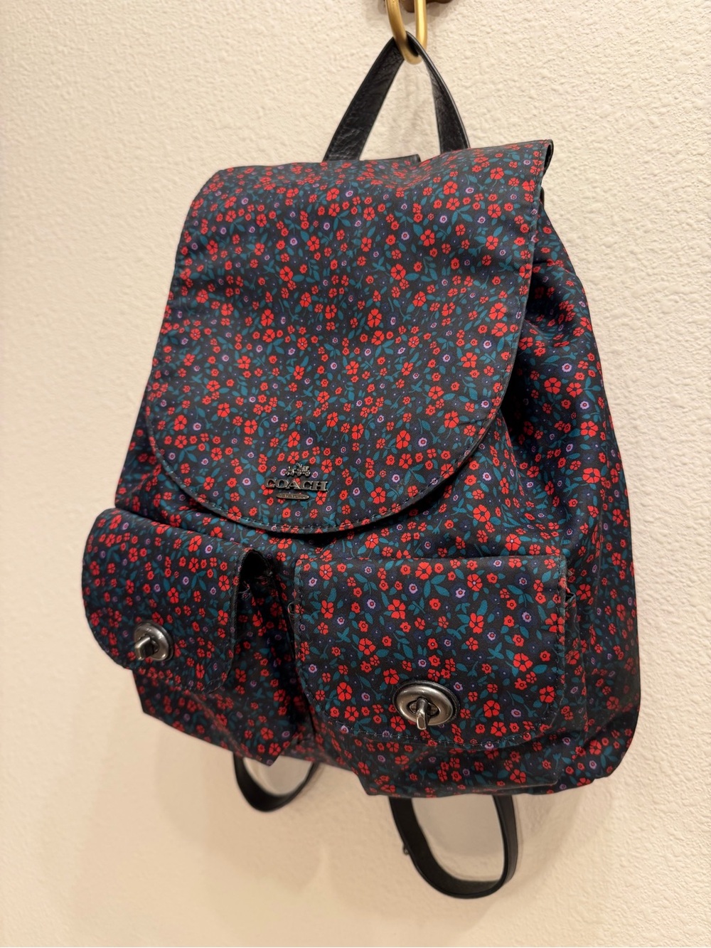 Coach Nylon Floral Drawstring Backpack - Picture 2 of 11